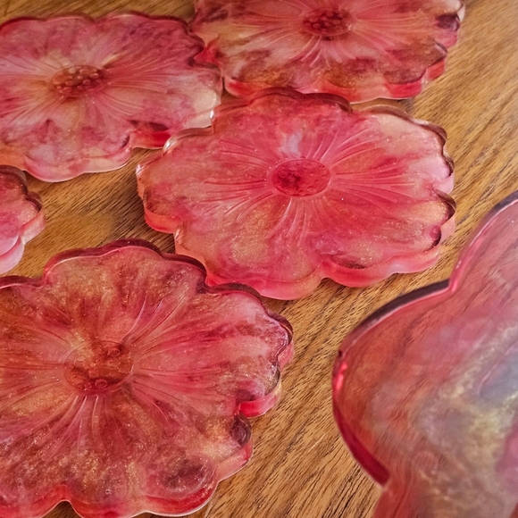 🌺 Flower serving bowl & Coasters set 🌺 - Picture 5 of 8